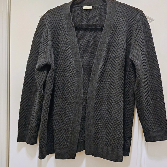 Talbots Sweaters - Talbots Black Chevron Open Front Cardigan